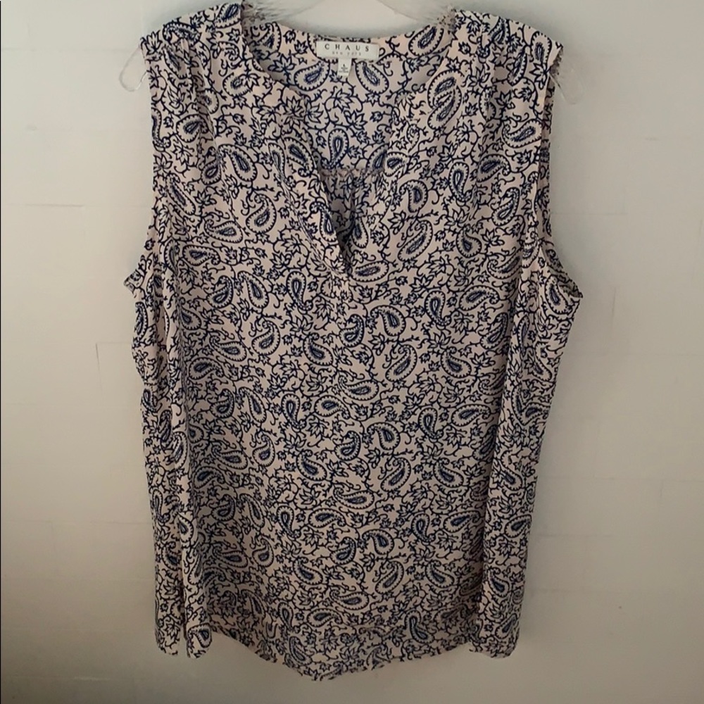 Chaus New York Sleeveless V-Neck Blouse